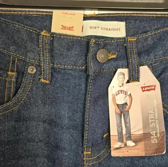 Levi Boys 514 Sz 12 26 x 27 Jeans Straight Regular Fit Adjustable Waist 5 Pocket - Picture 3 of 9